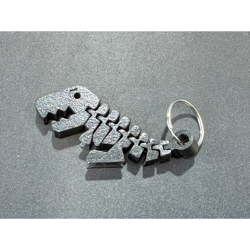 3D Printed Articulated T-Rex Keychain Black Flexible Dinosaur Toy - Picture 2 of 4